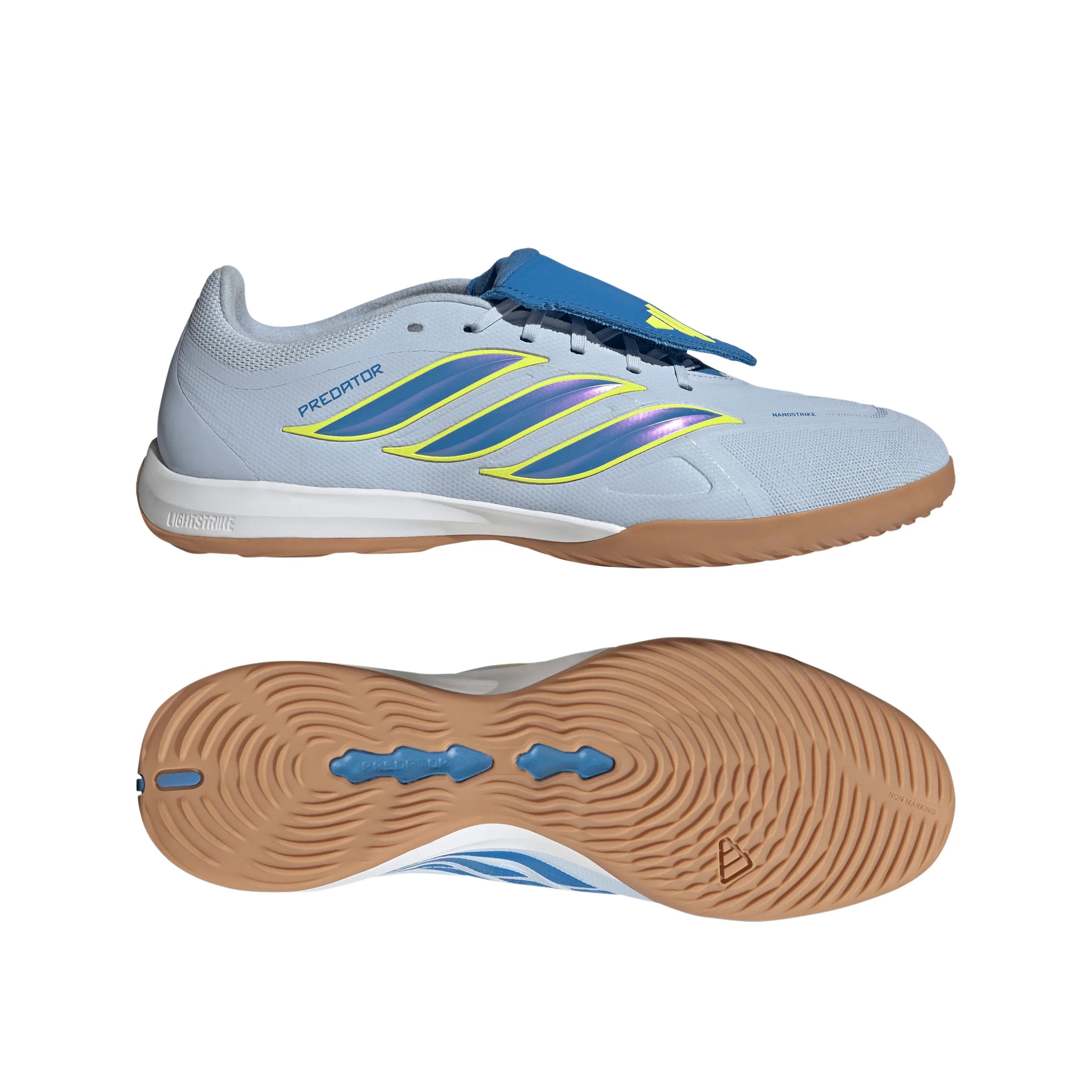 adidas Predator League Fold Over Tongue IN Indoor Mens Soccer Shoes Sky Blue Yellow