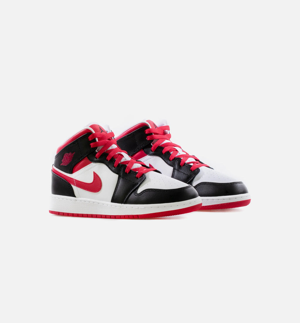 Air Jordan 1 Mid Very Berry Grade School Lifestyle Shoe Black White Berry