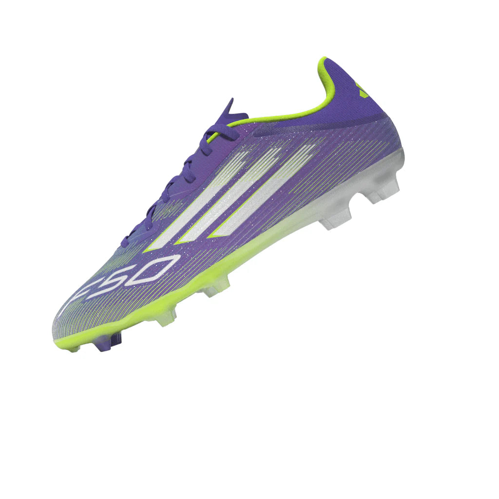 adidas F50 League Firm Multi Ground Soccer Cleats Purple White Lemon
