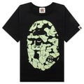 Kids Glow in The Dark Camo Big Ape Head Tee Black