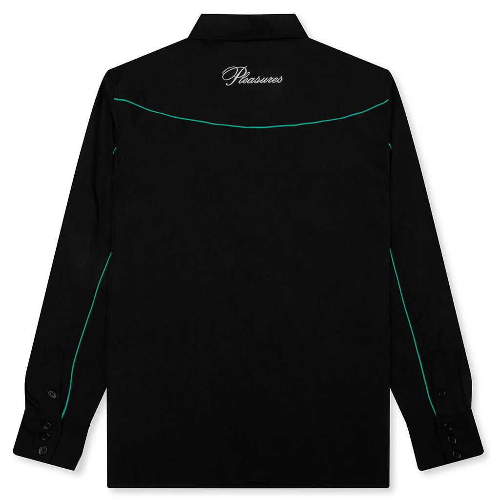 Nylon Western Button Up Black
