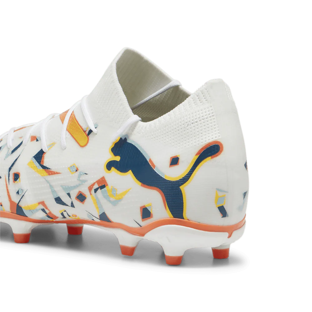 PUMA Future 7 Match Creativity FG AG Multi Ground Soccer Cleats White Ocean Tropic Turquoise Surf Hot Heat Sun Stream