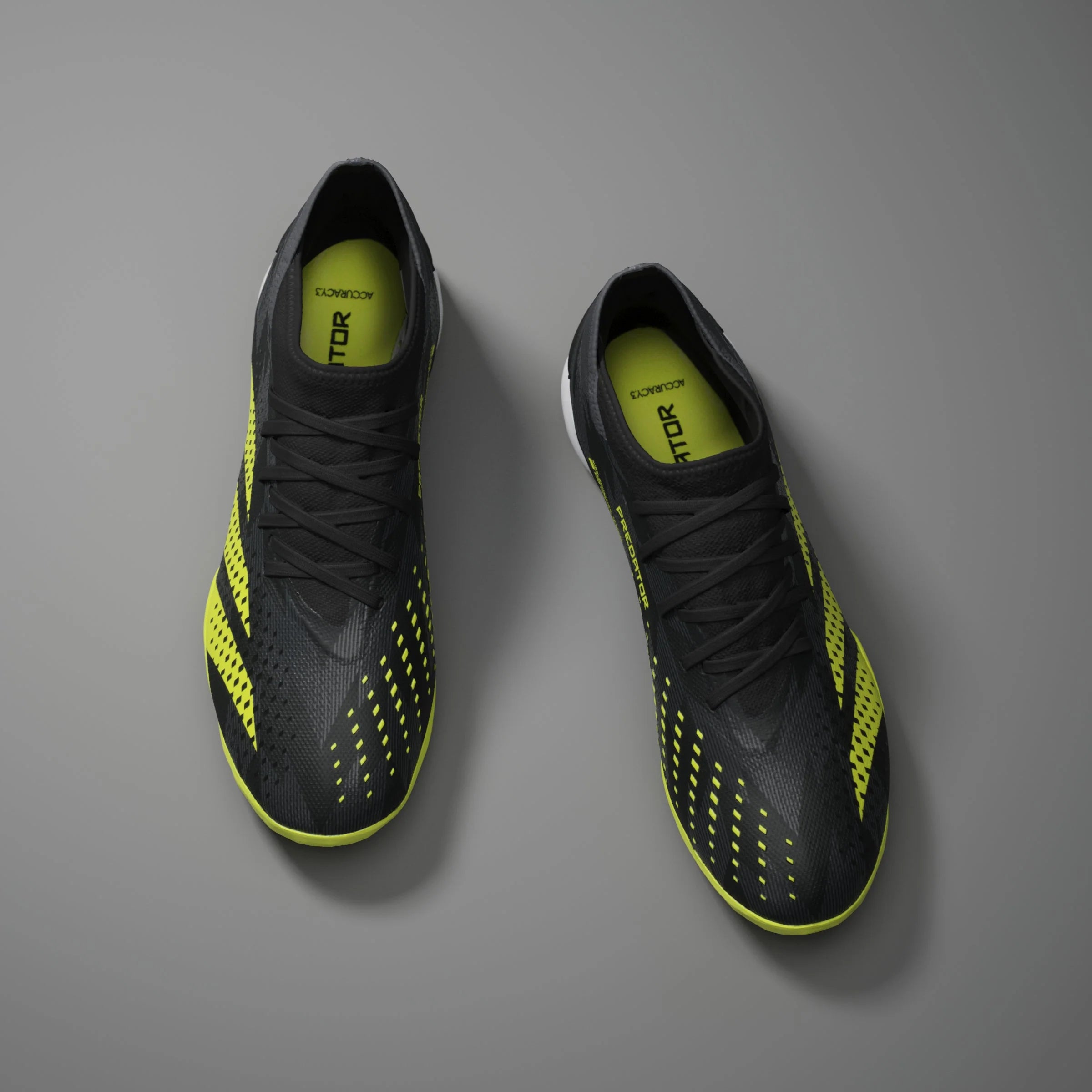 adidas Predator Accuracy Injection3 TF Turf Soccer Cleats Black Solar Yellow Grey Five