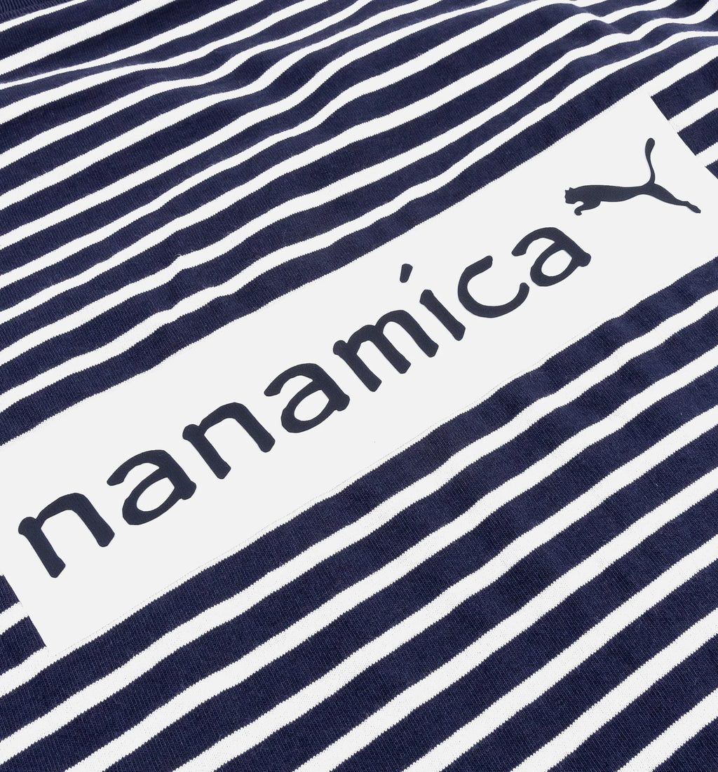 Nanamica Striped Mens Short Sleeve Shirt Navy