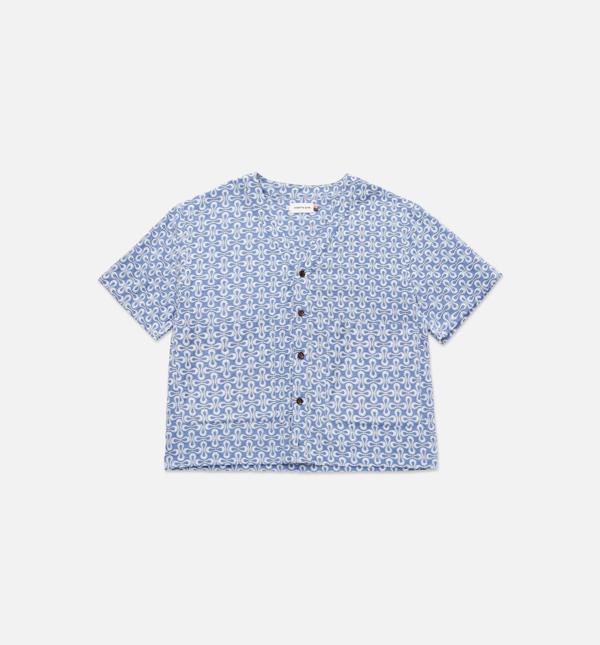 Infinity Embroidered Mens Short Sleeve Shirt Blue