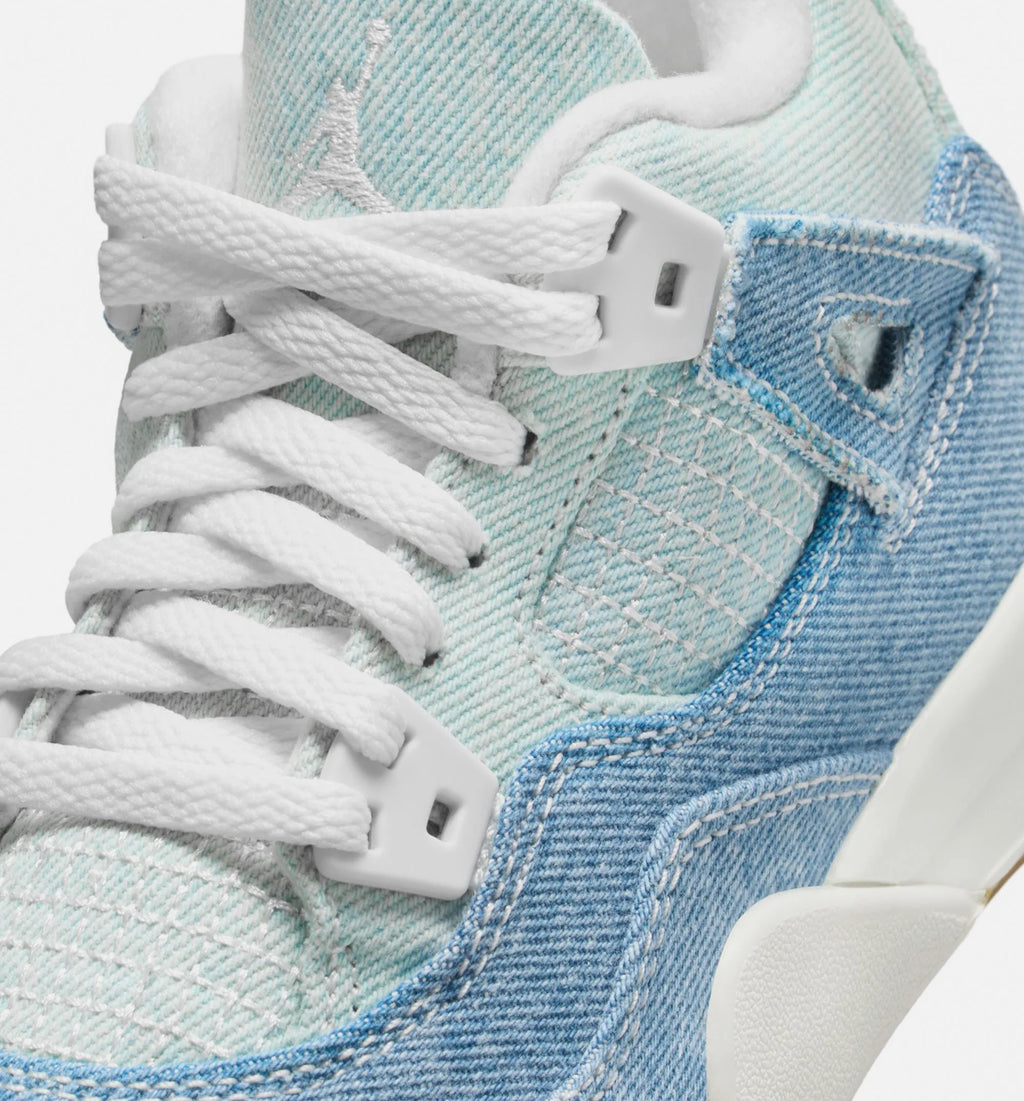 Air Jordan 4 Retro Worn Blue Preschool Lifestyle Shoe Sail Worn Blue Metallic Gold