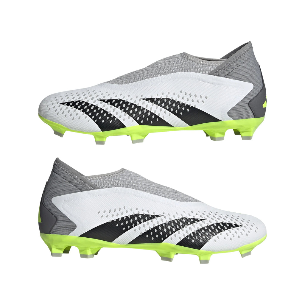 adidas Predator Accuracy3 Laceless FG Firm Ground Soccer Cleats Cloud White Black Lucid Lemon