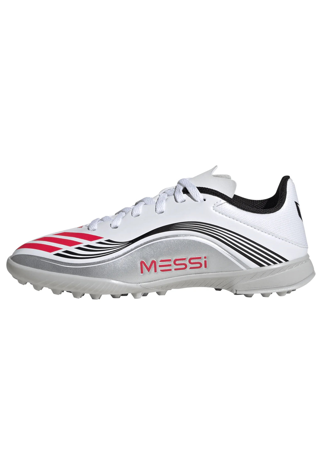 adidas F50 Messi League Turf Youth Soccer Cleats White Red Silver
