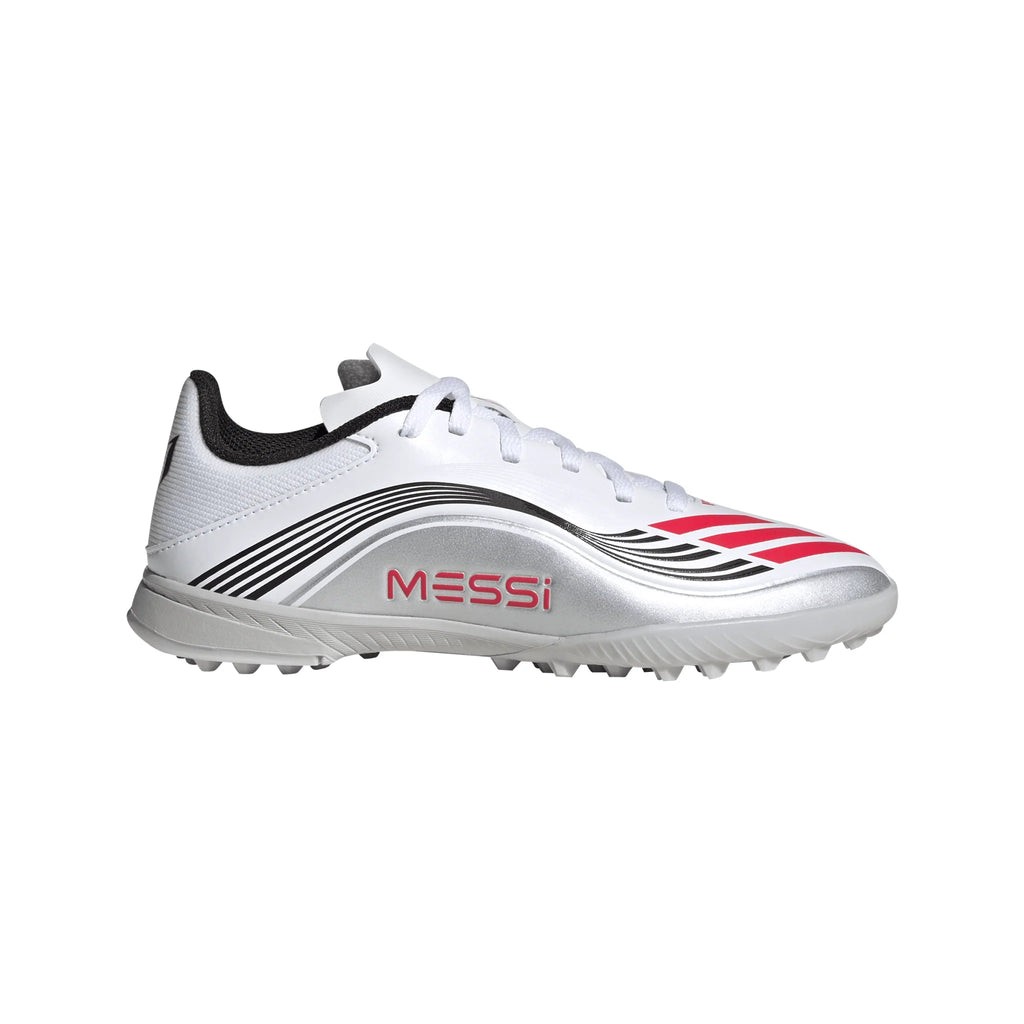 adidas F50 Messi League Turf Youth Soccer Cleats White Red Silver