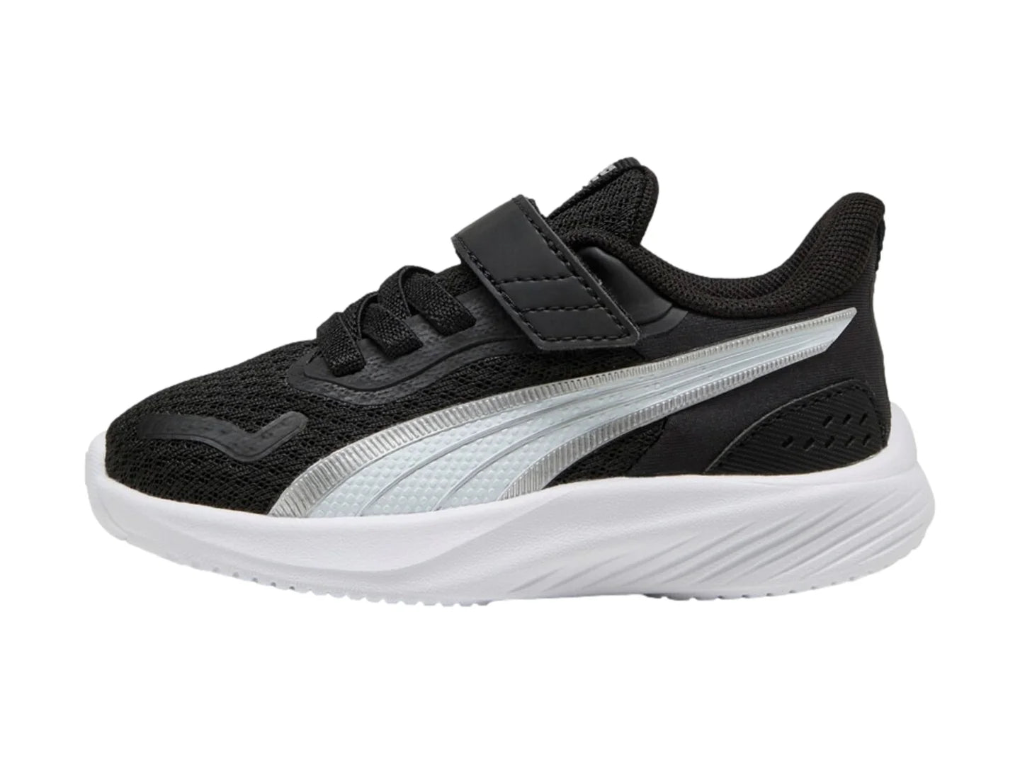 Tenis Puma Pounce AC Negro y Plata para Niño
