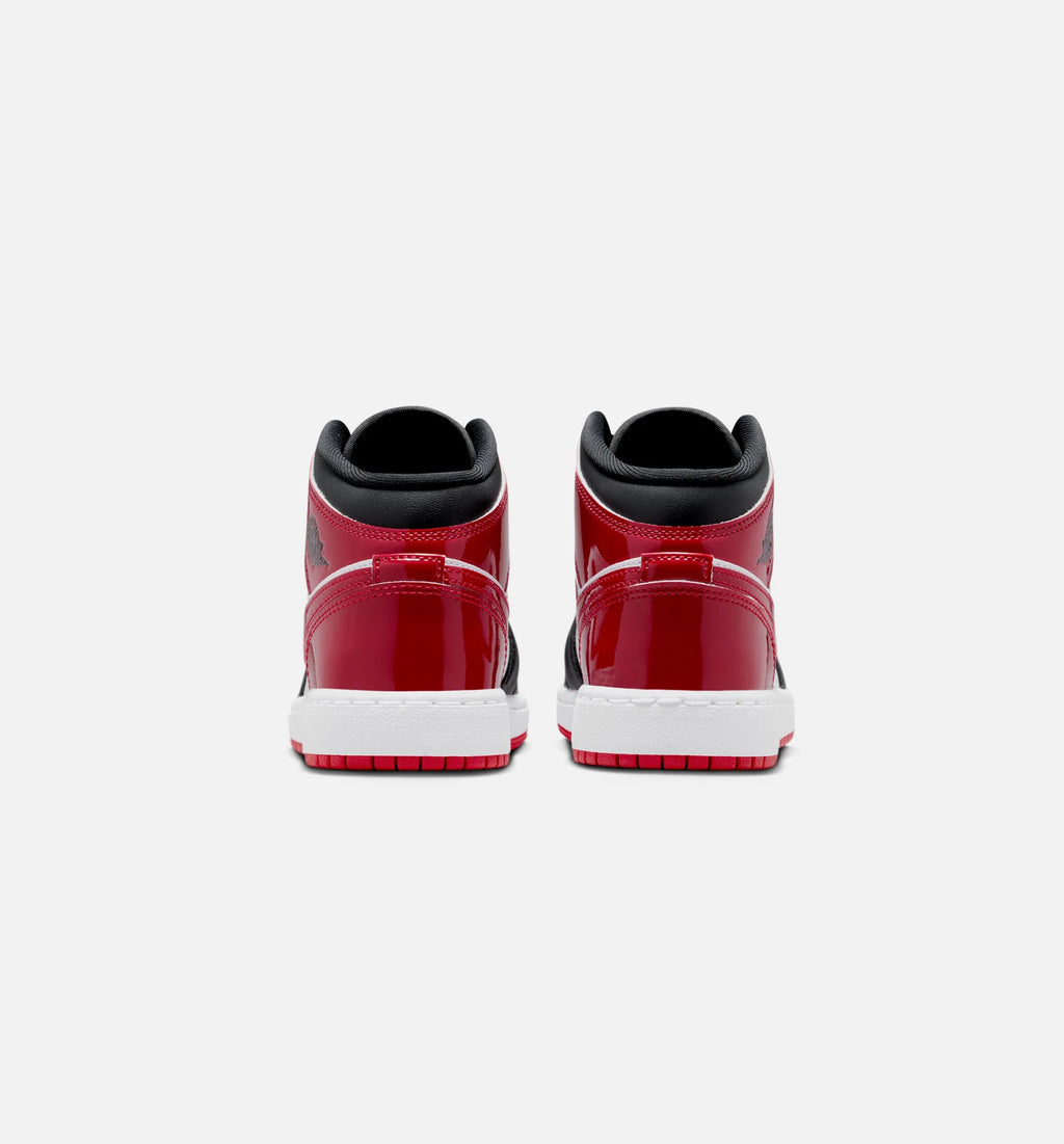 Air Jordan 1 Mid Grade School Lifestyle Shoe Black Varsity Red White