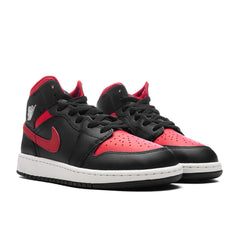 Air Jordan 1 Mid GS Black Varsity Red Summit White