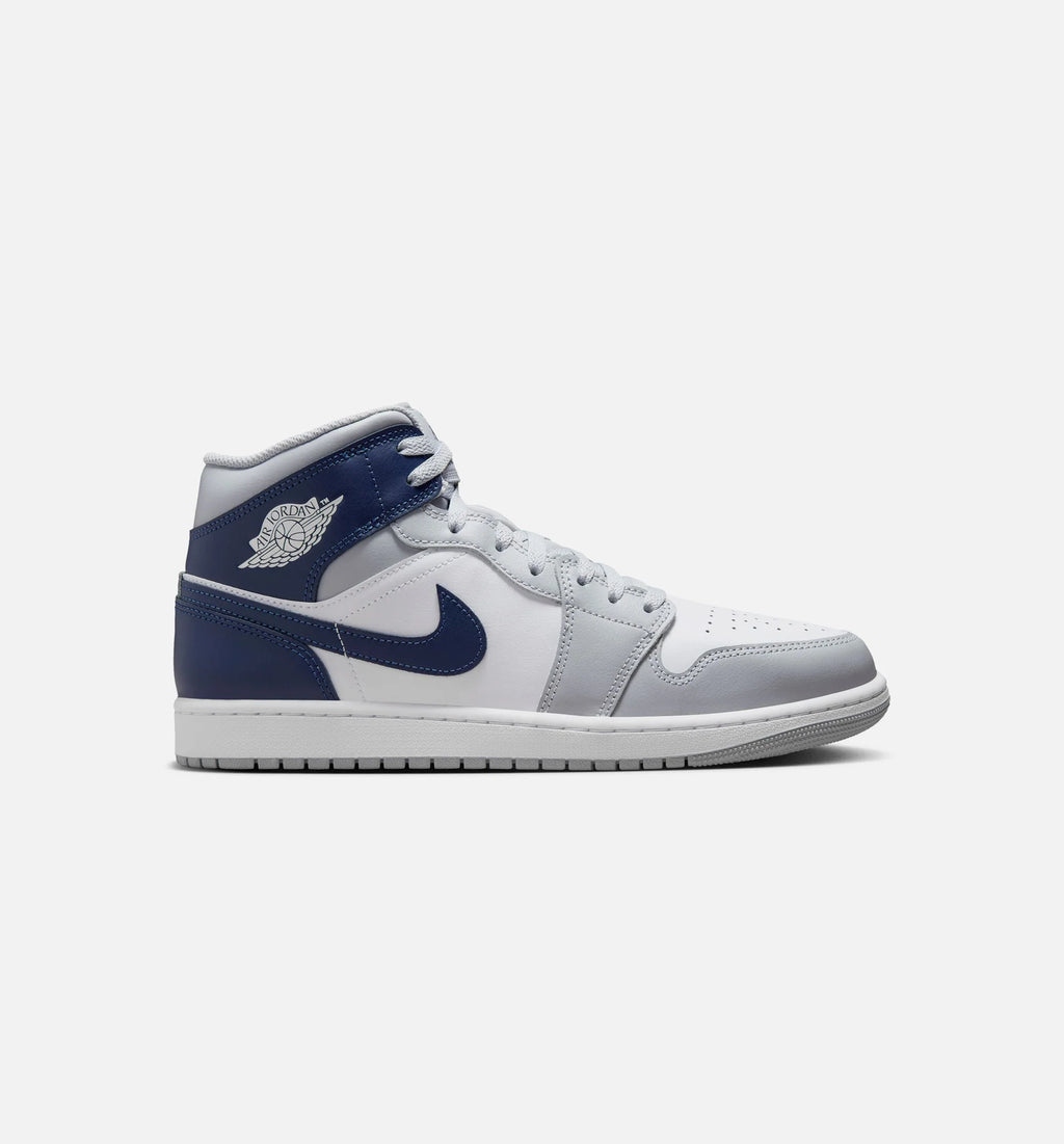 Air Jordan 1 Mid Mens Lifestyle Shoe White Wolf Grey Midnight Navy