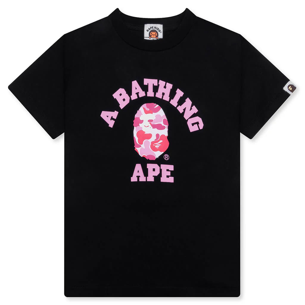 Kids ABC Camo College Tee Black Pink