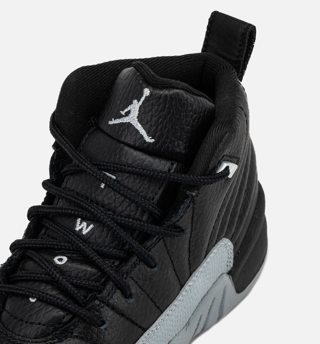 Air Jordan 12 Retro Black And Wolf Grey Preschool Lifestyle Shoe Black Wolf Grey White