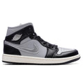Womens Air Jordan 1 Mid SE Black Metallic Silver Light Smoke Grey