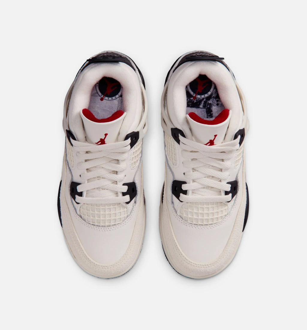 Air Jordan 4 Retro Flight Club Preschool Lifestyle Shoe Sail Black University Red