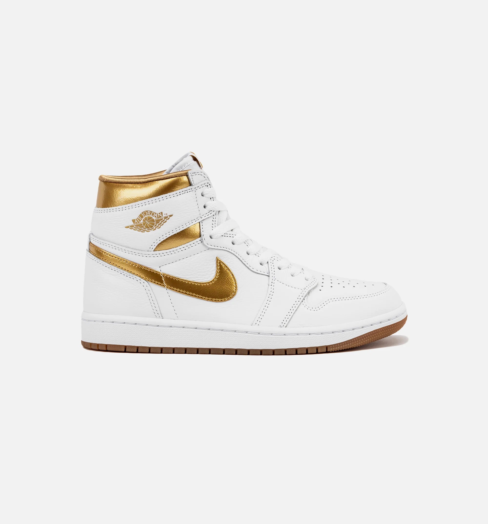 Air Jordan 1 Retro High OG White and Gold Womens Lifestyle Shoe White Metallic Gold Light Brown