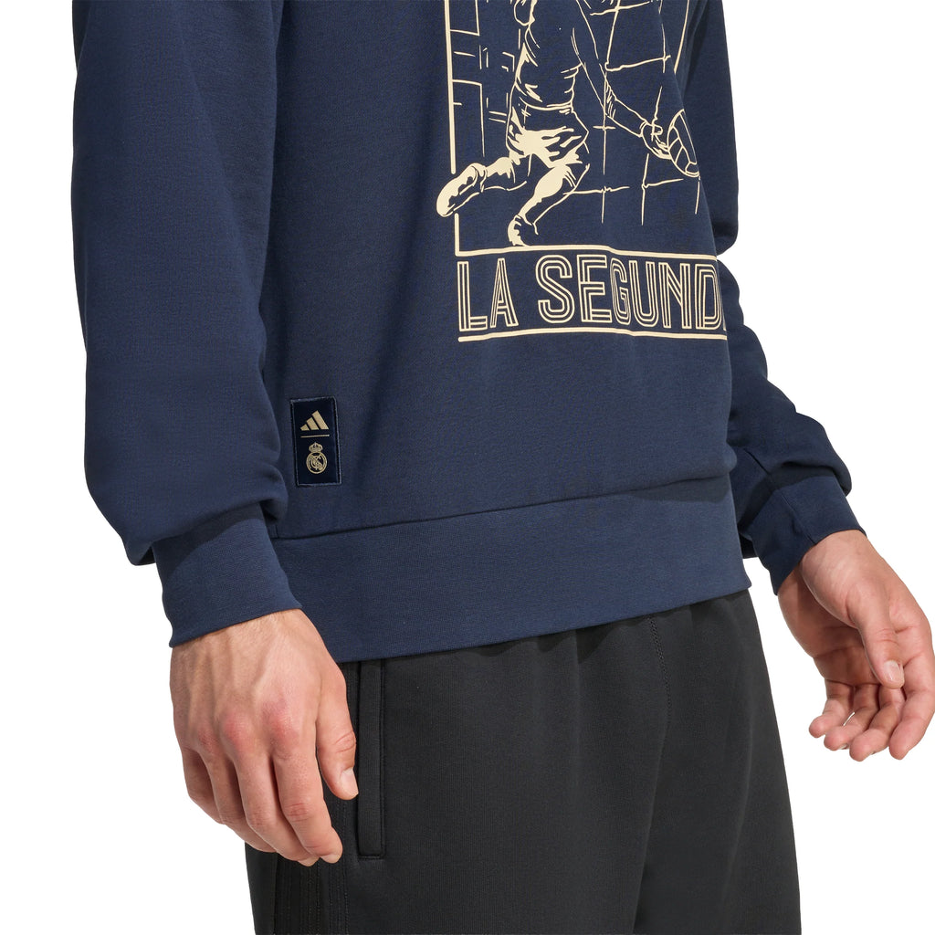 adidas Real Madrid Heritage Crew Mens Sweat Navy