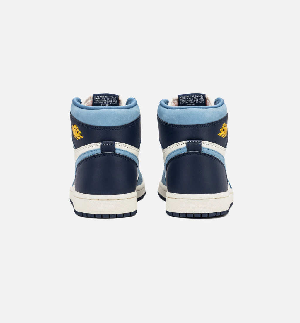 Air Jordan 1 Retro High OG White and Gold Womens Lifestyle Shoe Blue Gold
