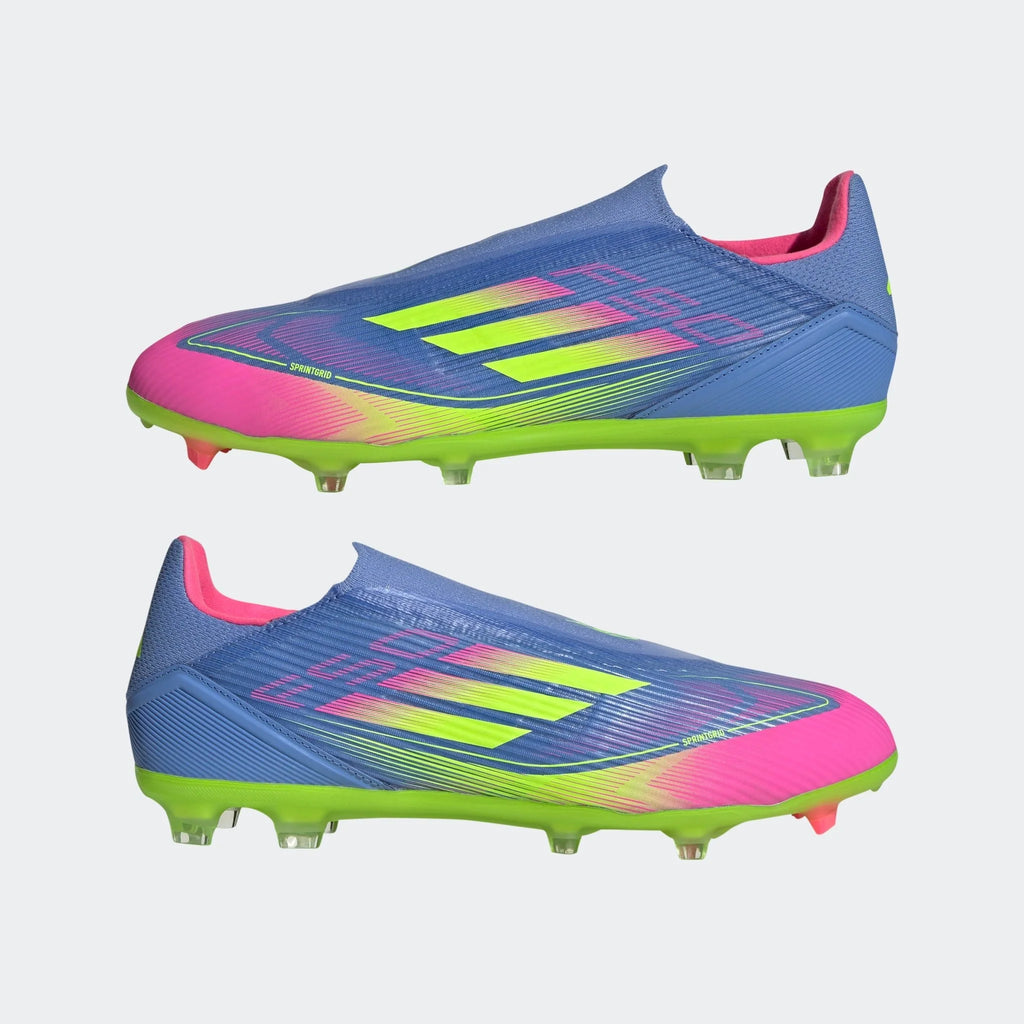 adidas F50 League Laceless Firm Multi Ground Boots Blue Fusion Lucid Lemon Lucid Pink