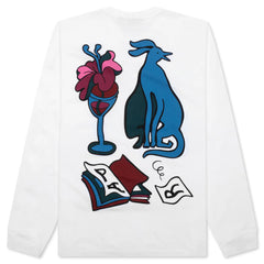Wine and Books Long Sleeve T Shirt White