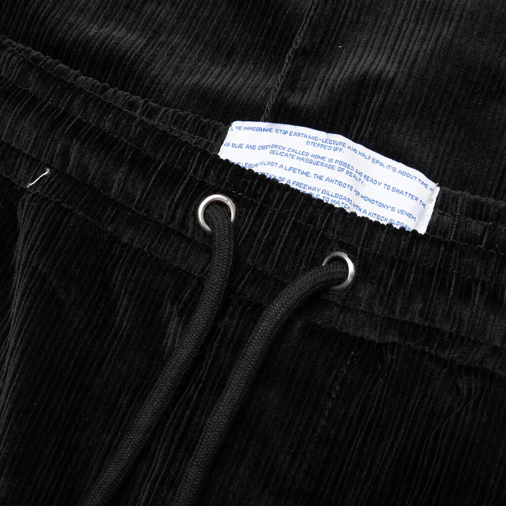 Spiraling Wide Leg Cord Pants Black