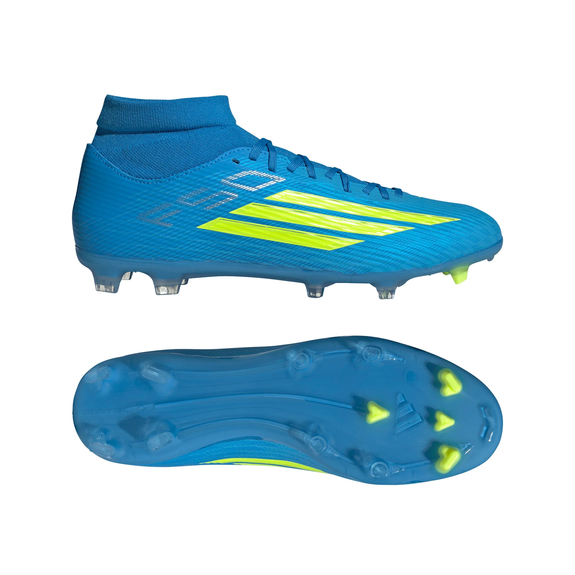 adidas F50 League Mid Cut FG MG Firm Ground Multi Ground Mens Soccer Cleats Blue Yellow Aqua