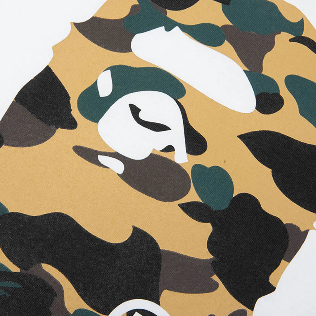 Kids 1st Camo Big Ape Head L S Tee White Yellow