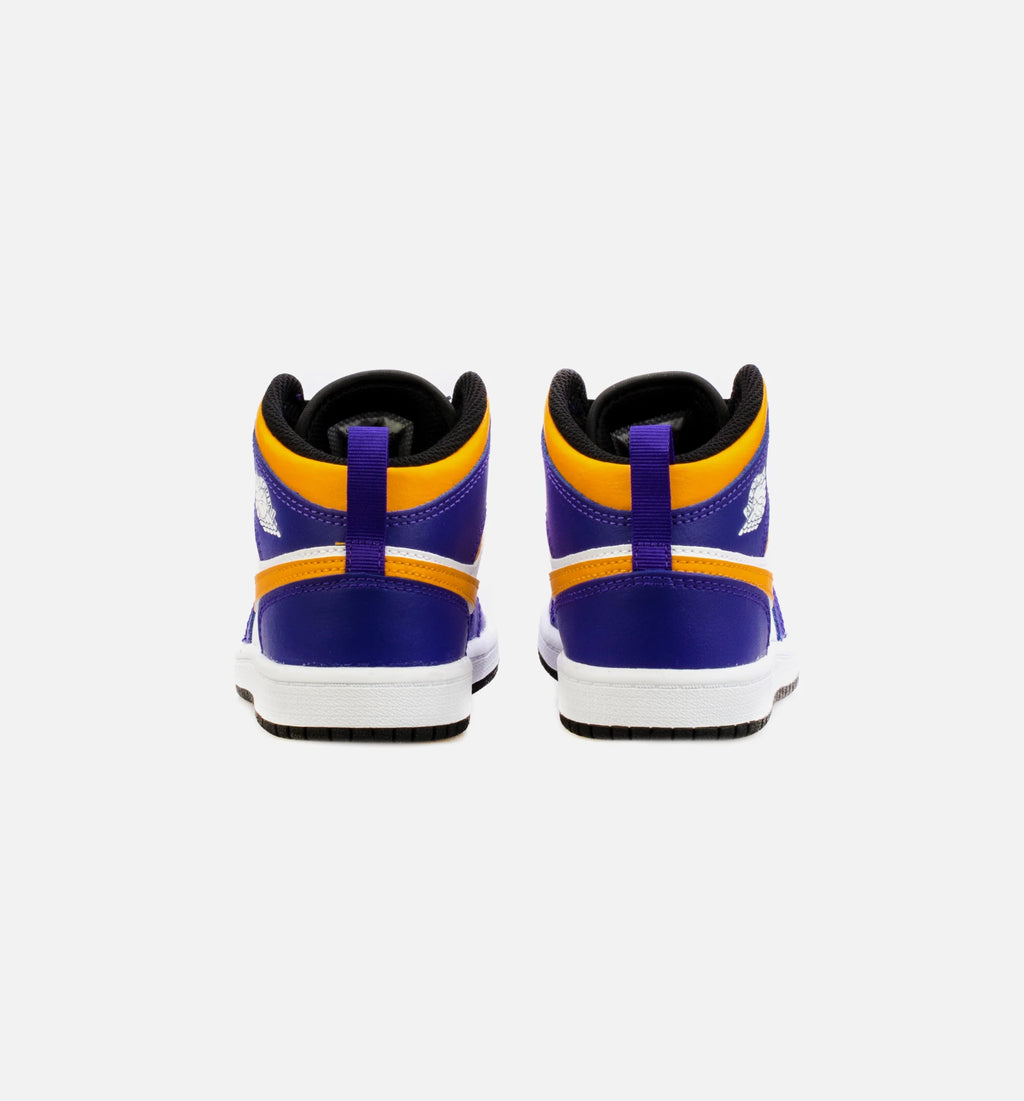 Air Jordan 1 Mid Preschool Lifestyle Shoe Purple Yellow