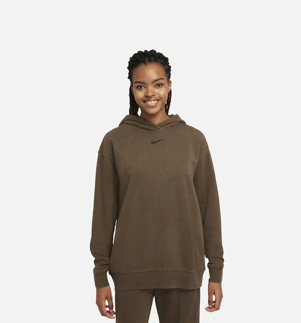 Sportswear Essential Washed Fleece Hoodie Womens Hoodie Ironstone Black
