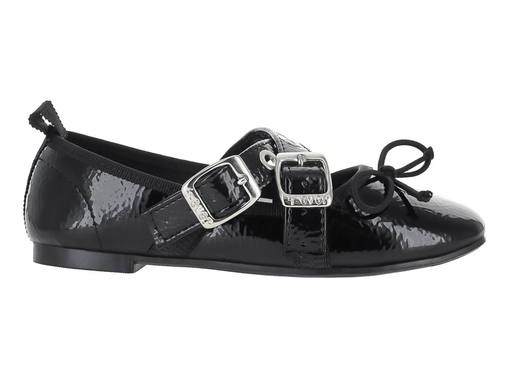Zapatos Flats 4EVER Charol Negro para Niña