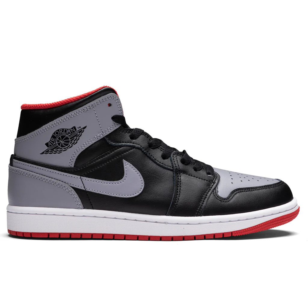 Air Jordan 1 Mid Black Cement Grey Fire Red