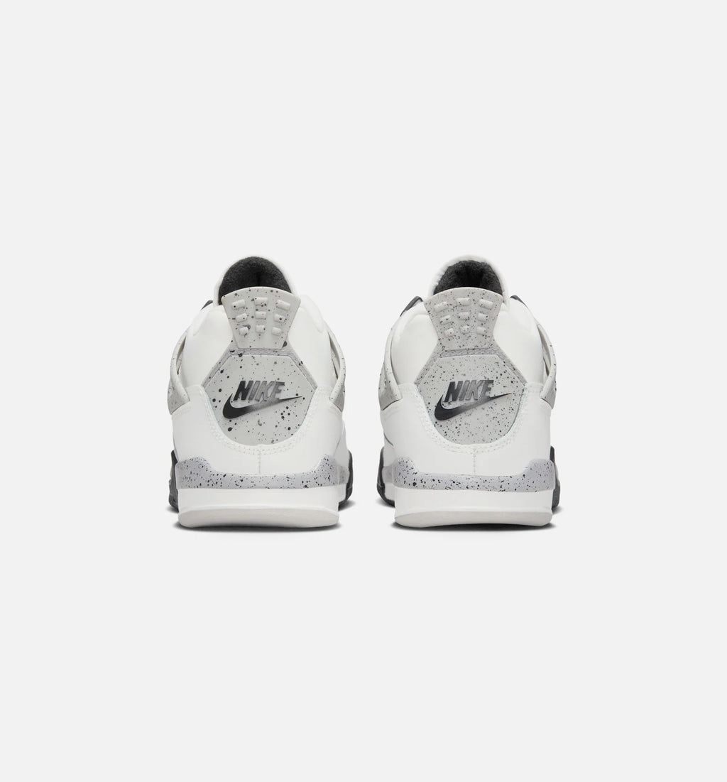 Air Jordan 4 Retro White Cement Preschool Lifestyle Shoe Summit White Fire Red Cement Grey Black