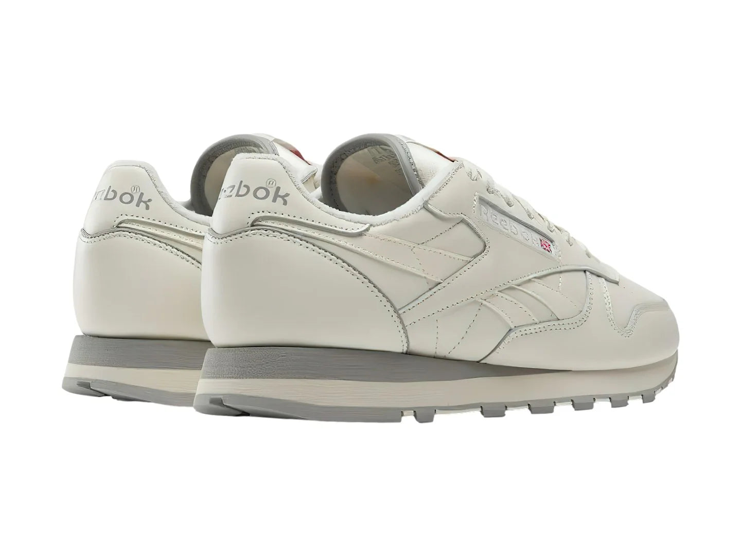 Tenis Reebok Classic Leather Blanco Hueso y Gris para Hombre