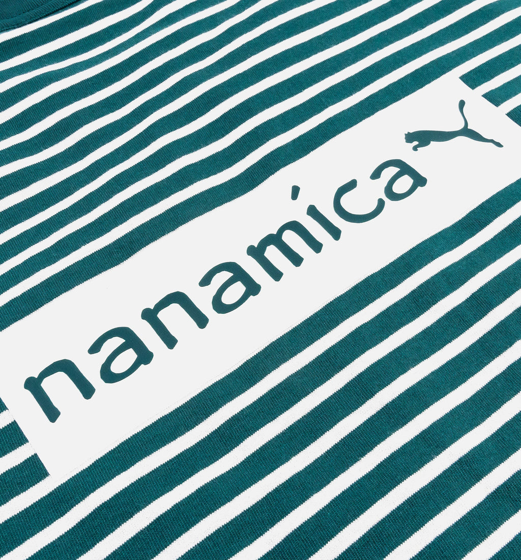 Nanamica Striped Mens Short Sleeve Shirt Green