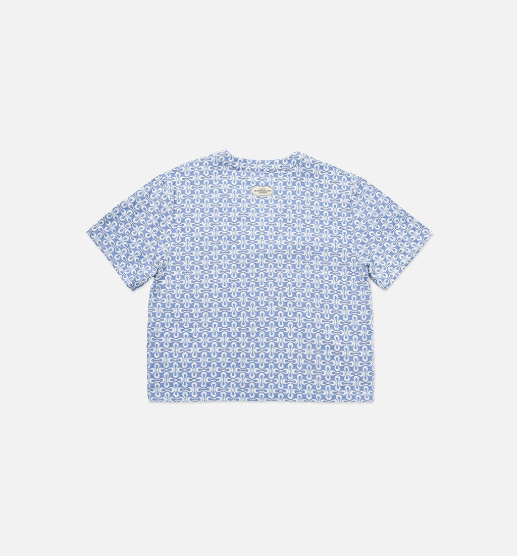 Infinity Embroidered Mens Short Sleeve Shirt Blue