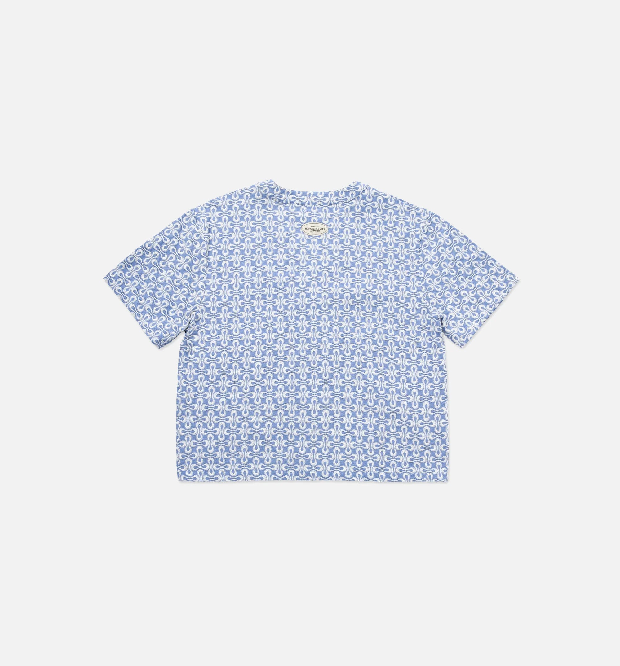 Infinity Embroidered Mens Short Sleeve Shirt Blue