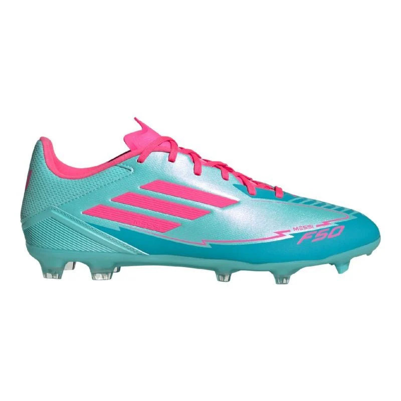 adidas F50 League Messi Firm Multi Ground Soccer Cleats Flash Aqua Lucid Pink Lucid Cyan