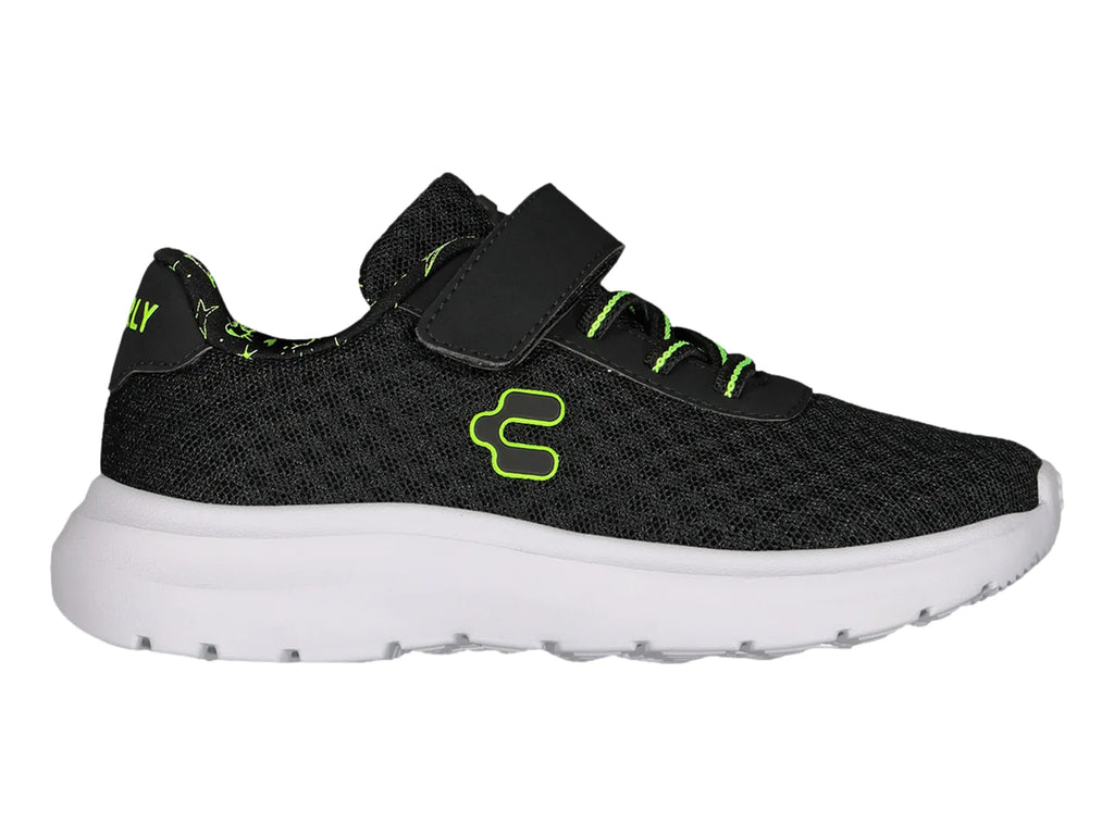 Tenis Charly Road Casual Negro con Verde Lima para Niño
