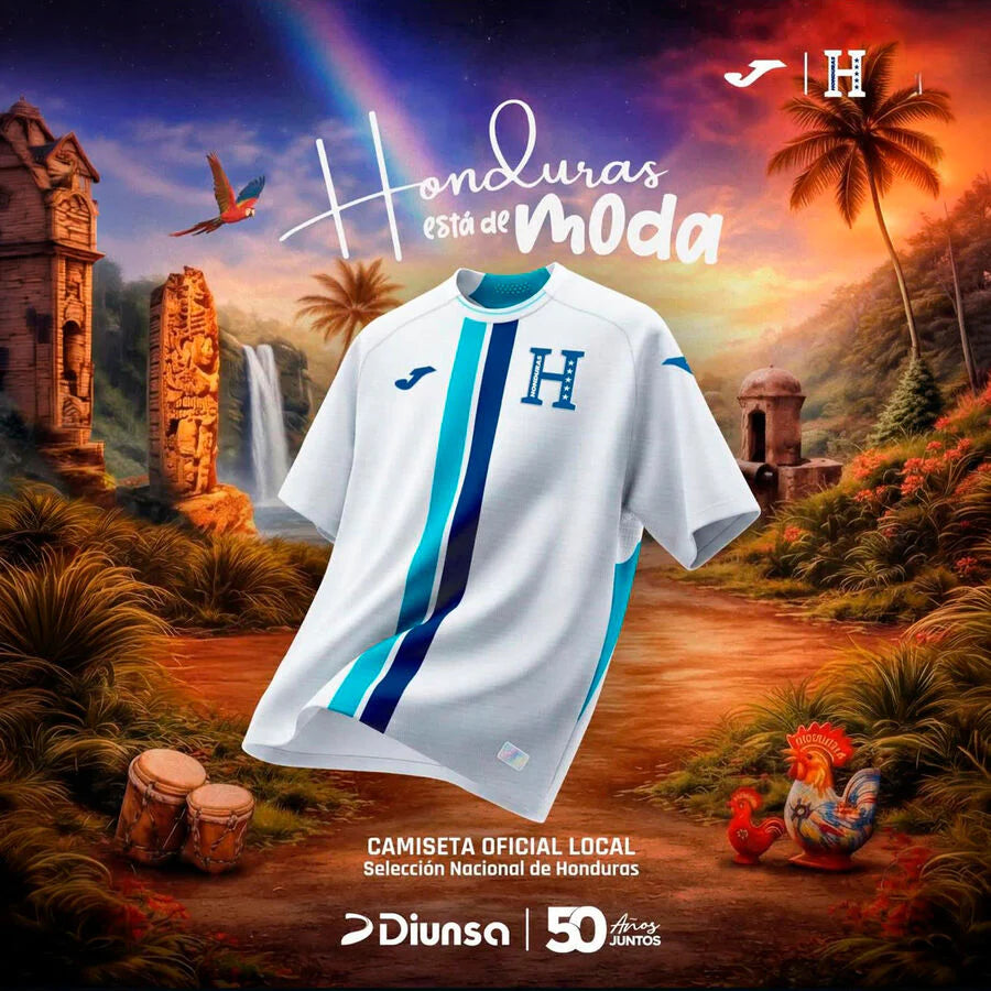 Joma Honduras Home Mens Soccer Jersey 26 White Royal
