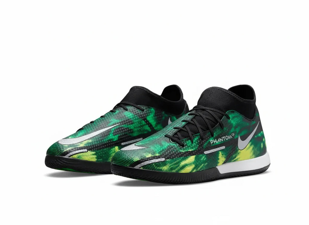 Nike Phantom GT2 Academy D IC Indoor Soccer Shoes Black Platinum Green Strike