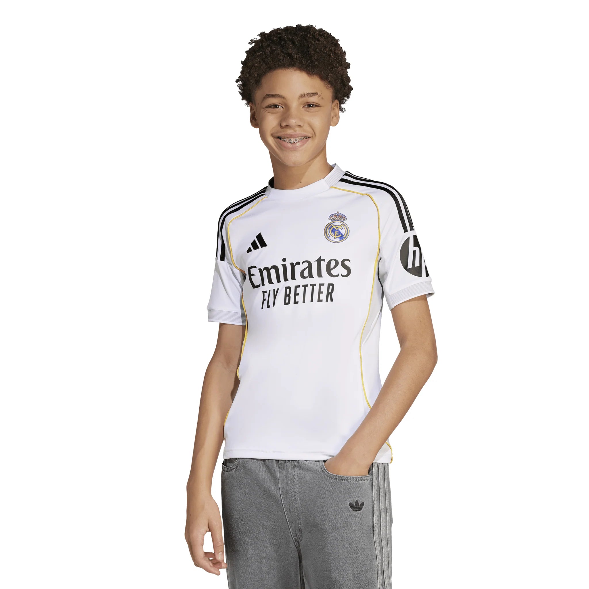 adidas Real Madrid Home Youth Soccer Jersey 25 26 White