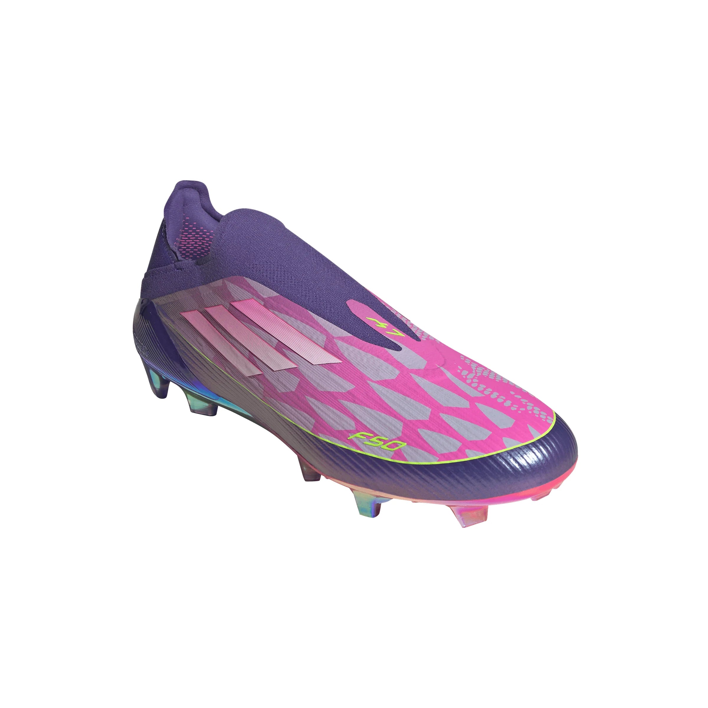 adidas F50 LEAGUE Laceless FG Mens Soccer Cleats Purple White Lemon