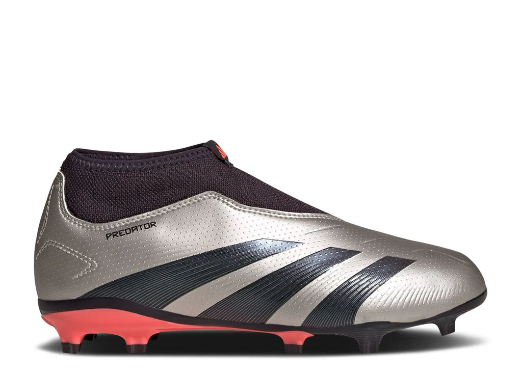adidas Kids Predator League Lace Less FG J Firm Ground Soccer Cleats Plamet Black Turbo
