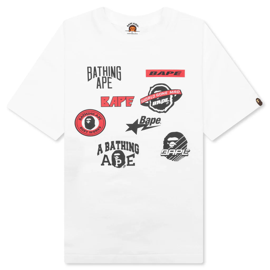 Kids Emblem Print Tee White