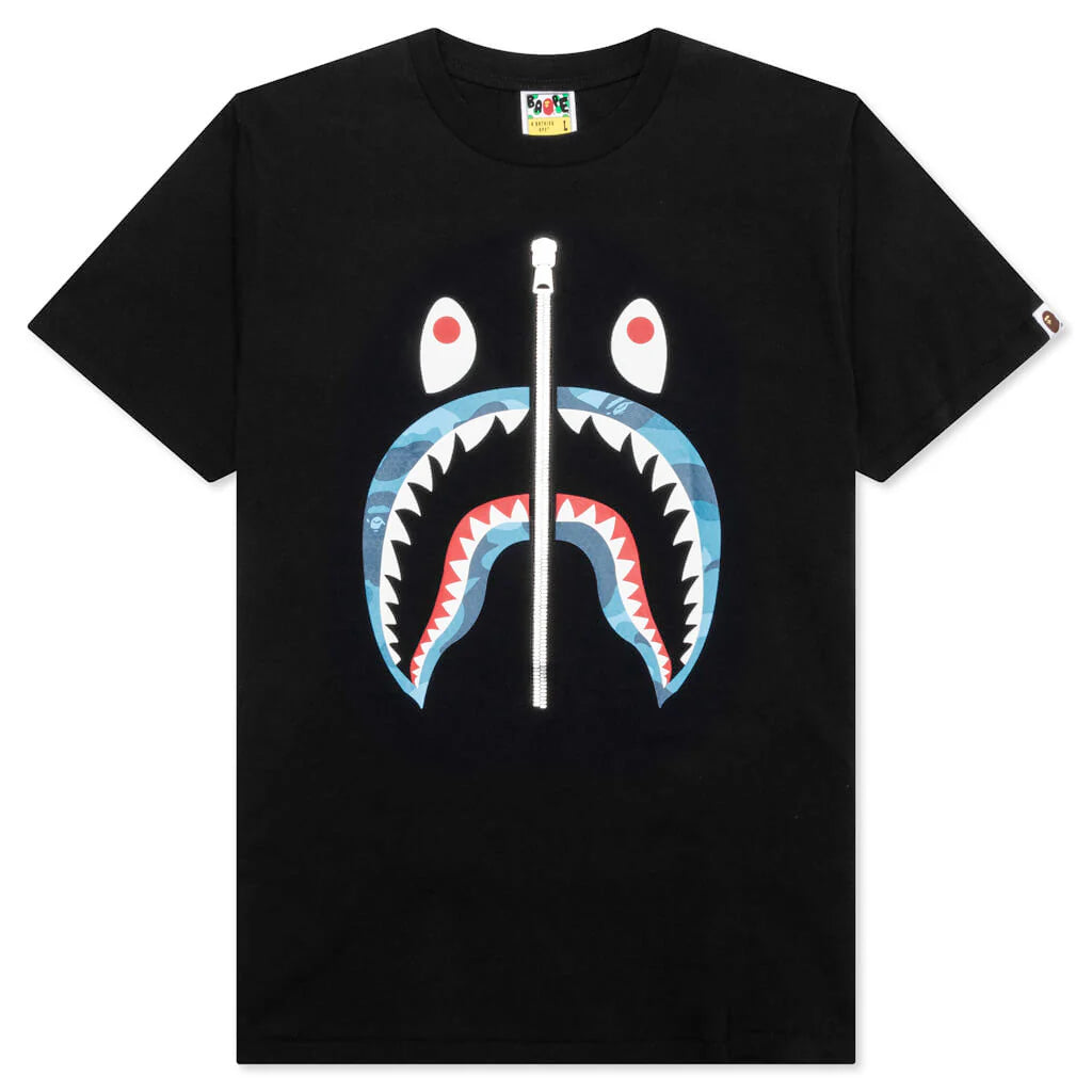 Honeycomb Camo Shark Tee Black Blue