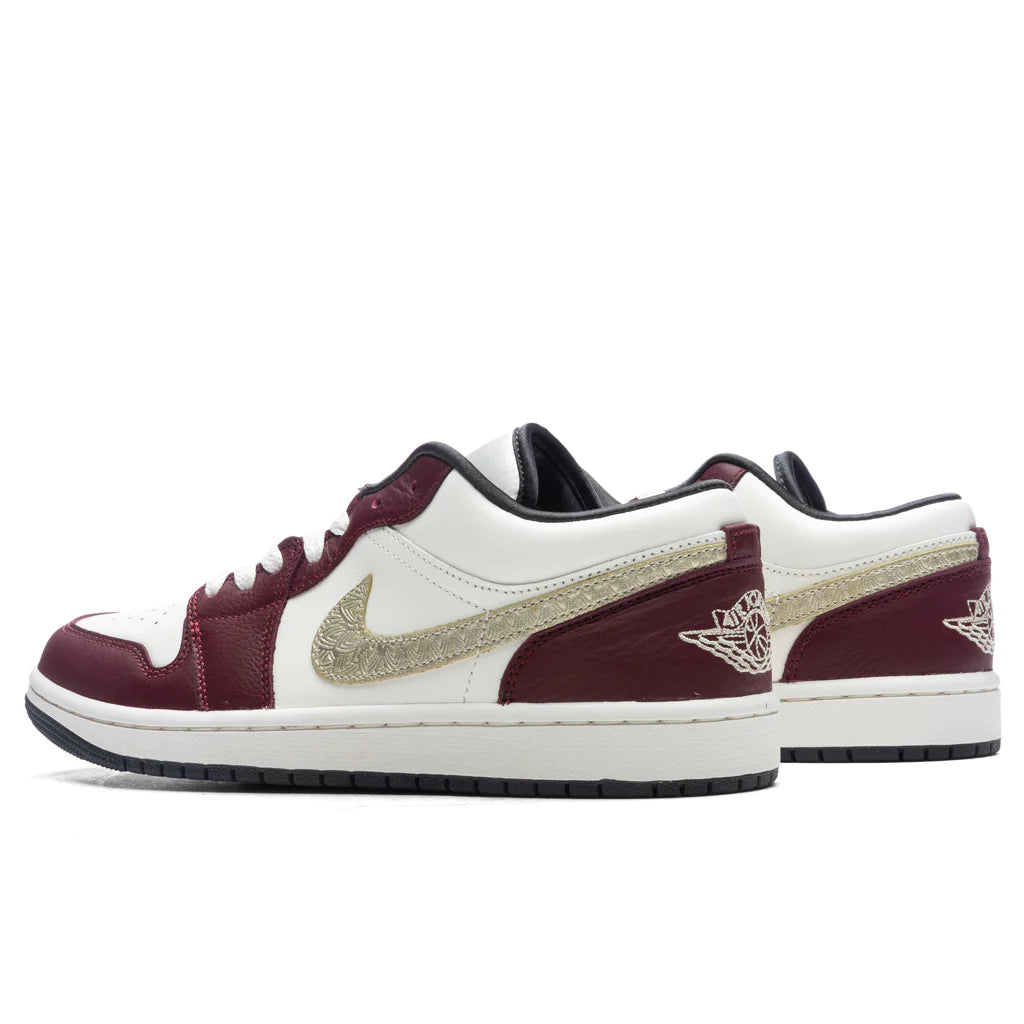 Womens Air Jordan 1 Low Chinese New Year Sail Metallic Gold Grain Dark Team Red