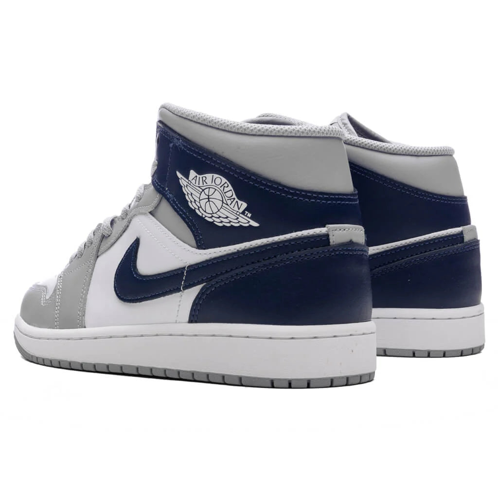 Air Jordan 1 Mid White Midnight Navy Wolf Grey
