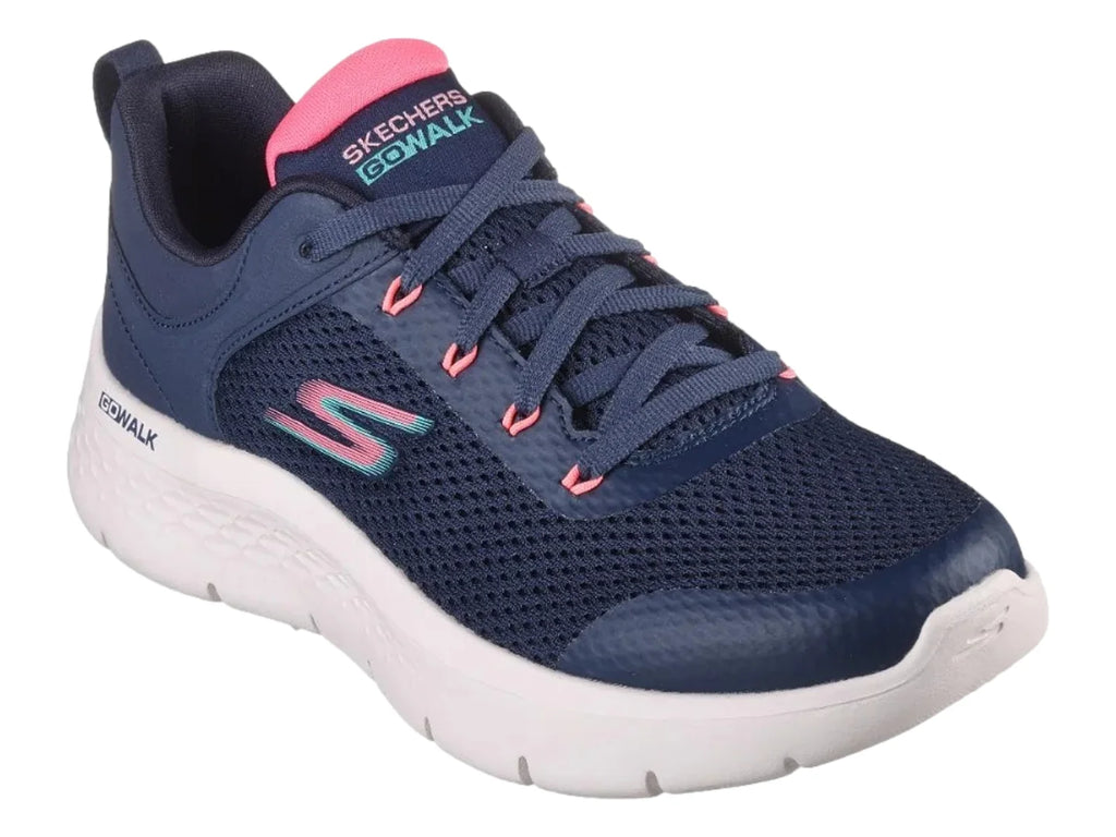 Tenis Skechers Go Walk Flex Azul Marino y Coral para Mujer